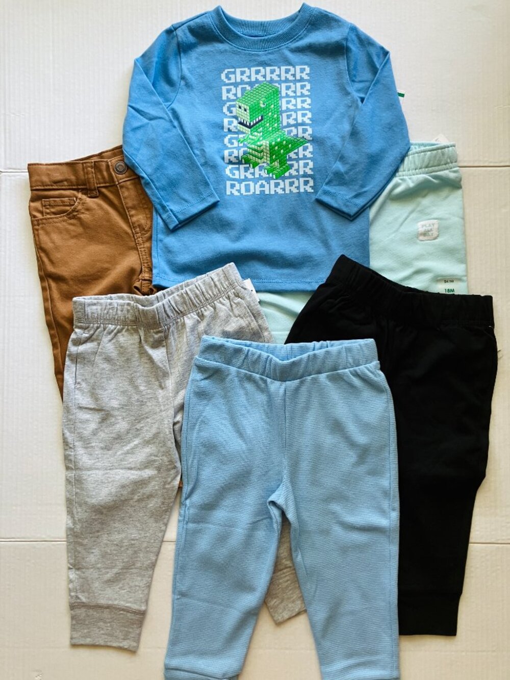 18 month Wonder Nation & Garanimals Baby Boy Pants Bundle with T-Shirt